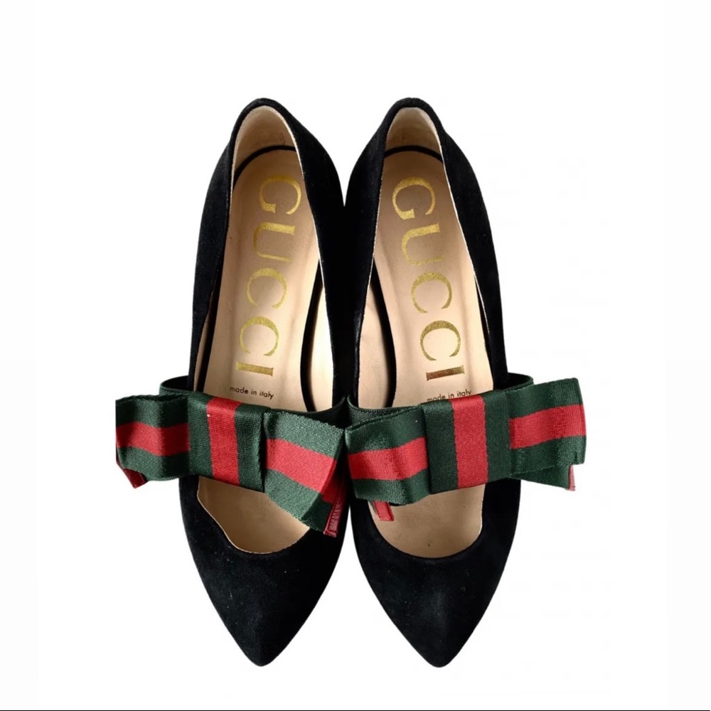 100% Authentic Gucci Web Bow Flat - image 2